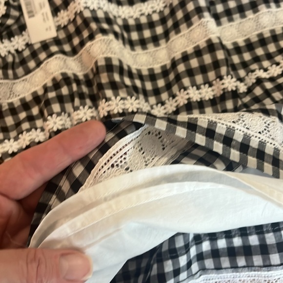 Very cute, gathered waist, gingham and lace trim J. Crew cotton top. - Picture 4 of 4